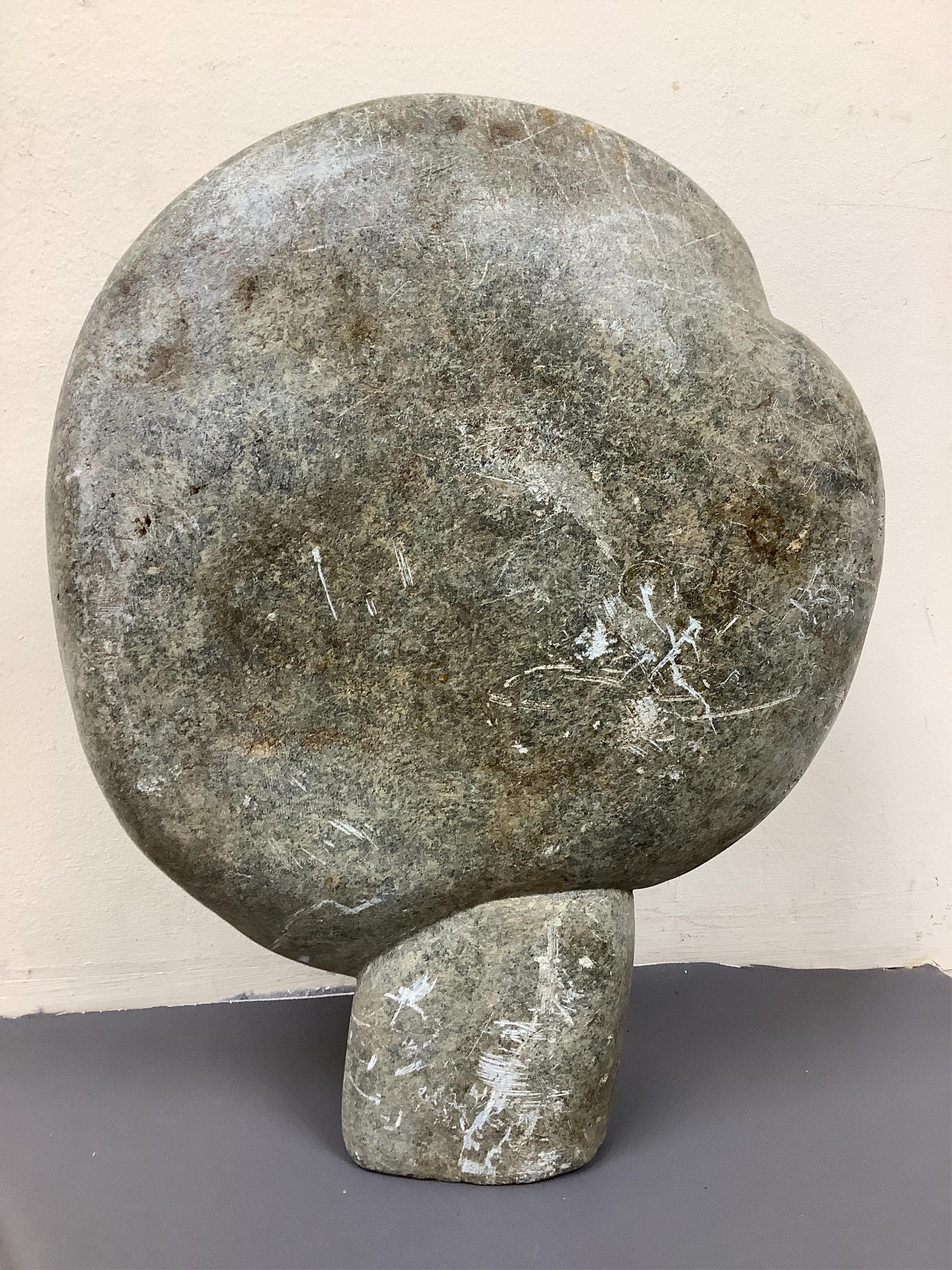 Style of Josia Manzi - a carved serpentine stone head, 37cm